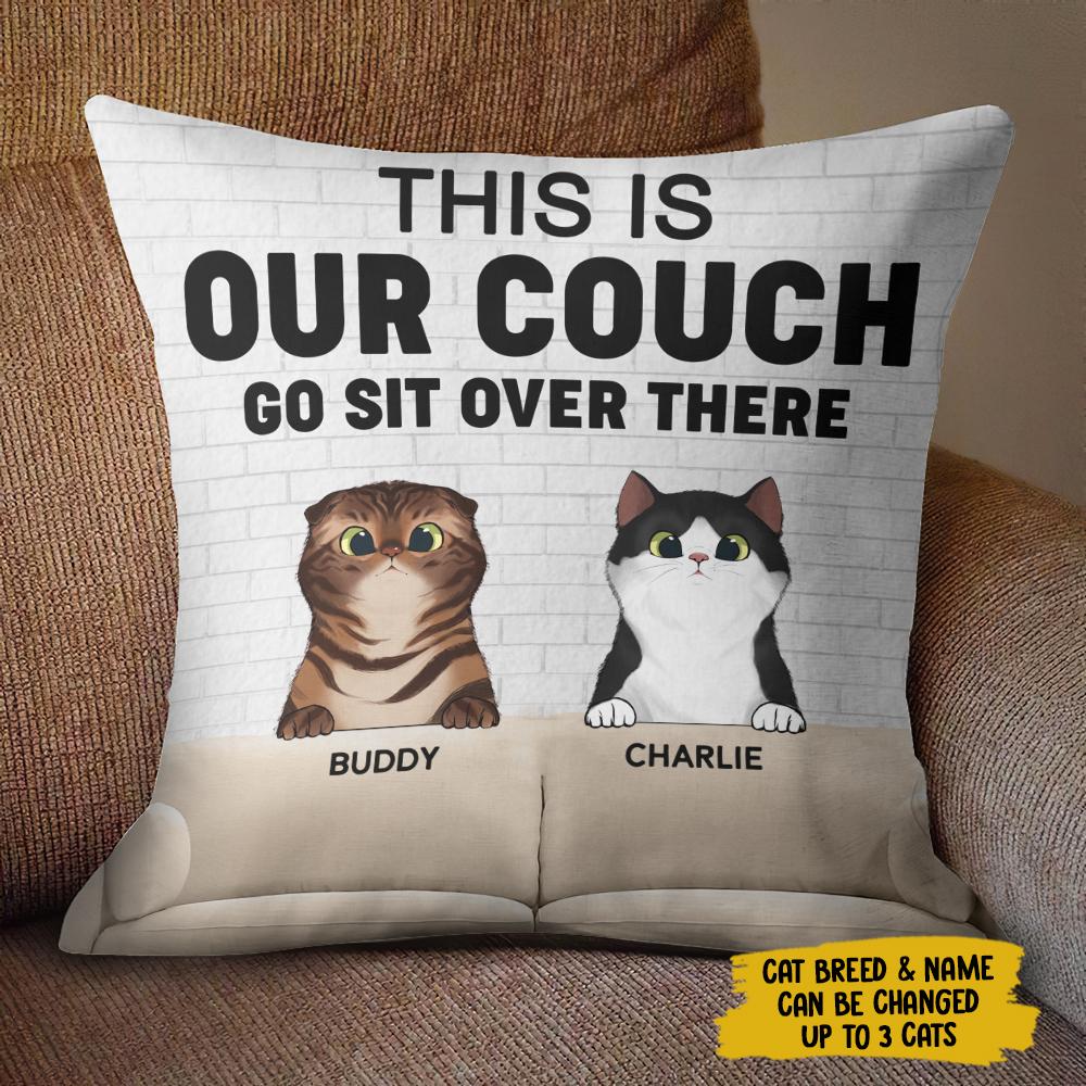 This Is Our Couch Go Sit Over There - Funny Personalized Cat Pillow (Insert Included)