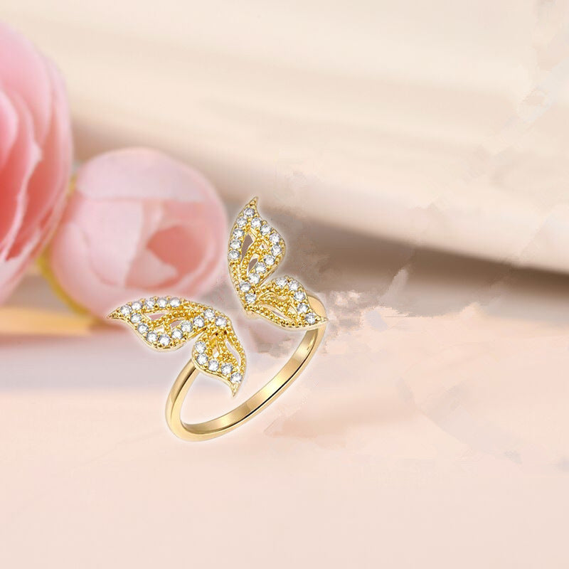 Adjustable butterfly ring bracelet