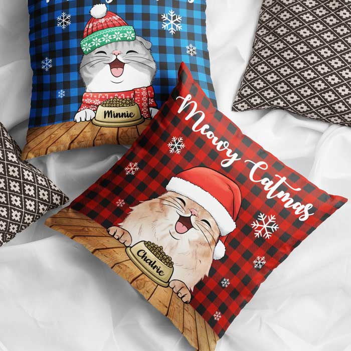 Meowy Catmas - Merry Woofmas - Personalized Pillow