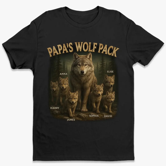 Custom Unisex T-shirt, Premium T-shirt, Hoodie - Personalized Father's Day Birthday Gifts For Dad, Grandpa - Papa’s Wolf Pack