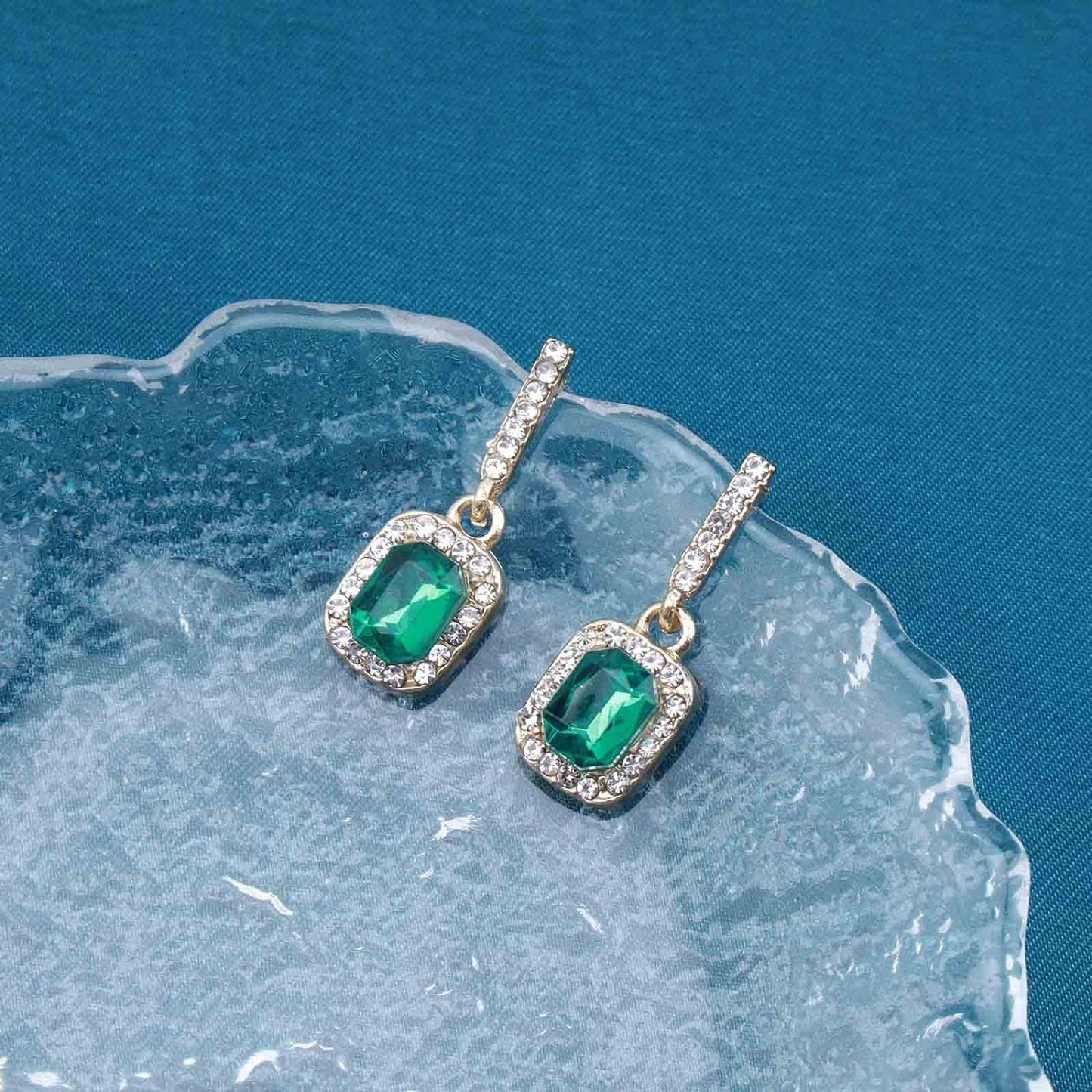Vintage Water Diamond and Jade Earrings