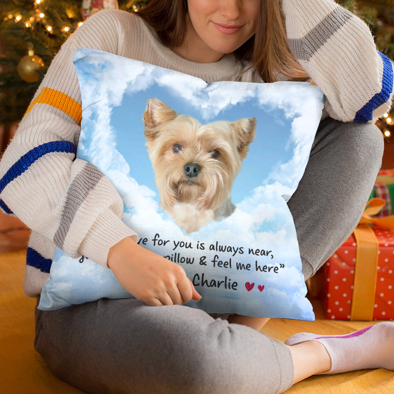 Custom Photo I'm In Heaven But My Heart's Always Here With You - Memorial Personalized Custom Pillow - Sympathy Gift, Gift For Pet Owners, Pet Lovers