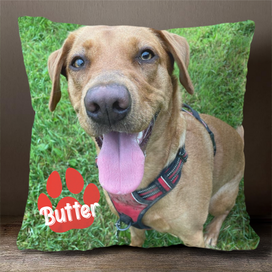 18x18 Pillow - Personalized Pet Pillow, Custom Pillows with Picture, Home Decoration, Unique Home Decor, Funny Pillows, Birthday Gifts, Decorative Pillows, Dog Pillow, Pet Memorial